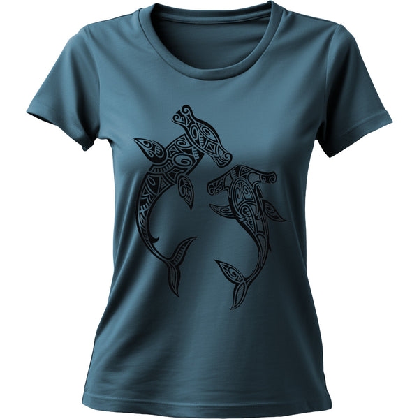 Tribal Hammerhead Shark - Ladies Cotton Tee