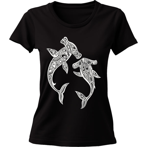 Tribal Hammerhead Shark - Ladies Cotton Tee