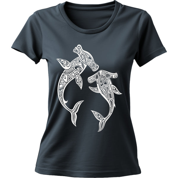 Tribal Hammerhead Shark - Ladies Cotton Tee