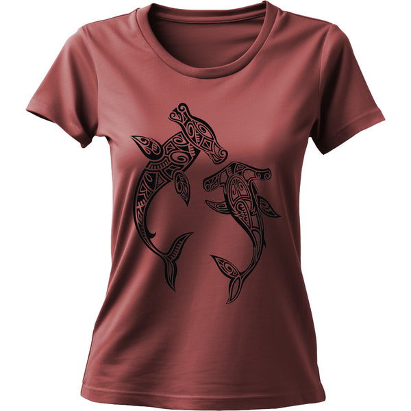 Tribal Hammerhead Shark - Ladies Cotton Tee