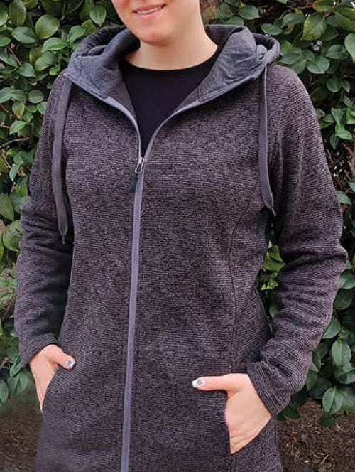 Ladies Tonal Marled Fleece Long Jacket
