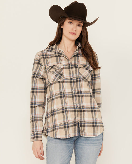 Ladies Snap Shirt Jacket with Fur Lining