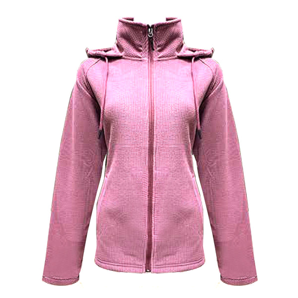 Ladies Hooded Jacket Full Zip Grid Fleece