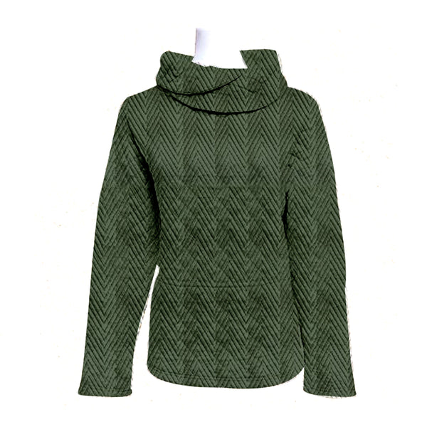 Quilted Crossover Cowl Neck Pullover