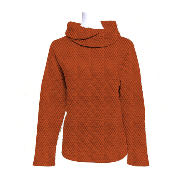 Quilted Crossover Cowl Neck Pullover