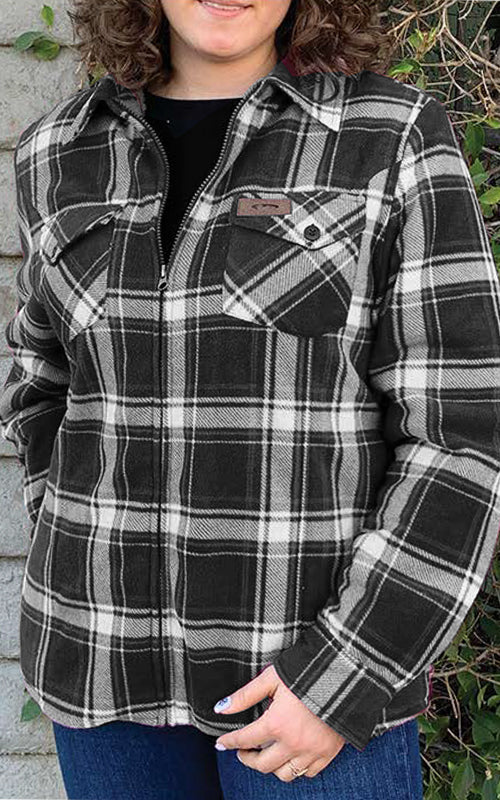Plaid Fleece Jacket with Softy Lining