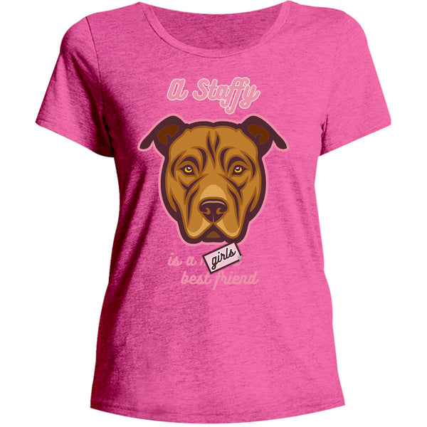 A Staffy Is A Girl's Best Friend - Ladies Relaxed Fit Tee - Graphic Tees Australia