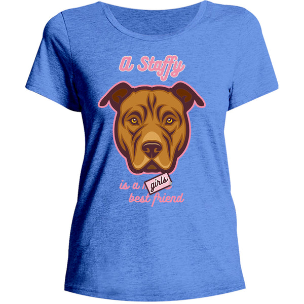A Staffy Is A Girl's Best Friend - Ladies Relaxed Fit Tee - Graphic Tees Australia