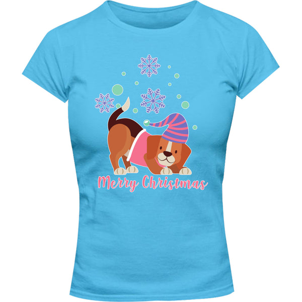 Beagle Merry Christmas - Ladies Slim Fit Tee