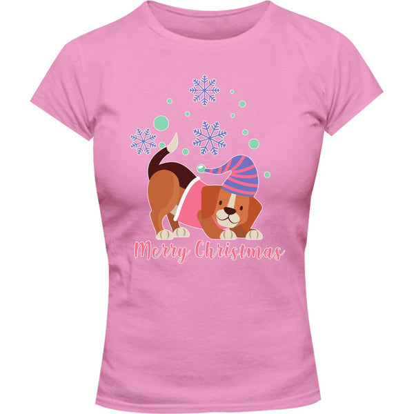 Beagle Merry Christmas - Ladies Slim Fit Tee