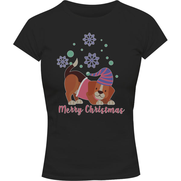 Beagle Merry Christmas - Ladies Slim Fit Tee