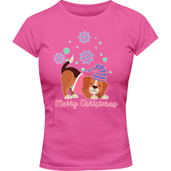 Beagle Merry Christmas - Ladies Slim Fit Tee