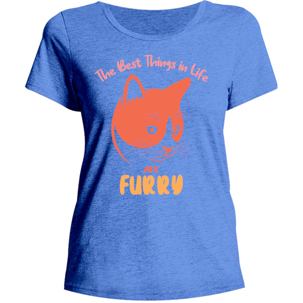 Best Things In Life Are Furry - Ladies Relaxed Fit Tee - Graphic Tees Australia
