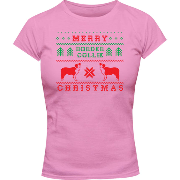 Border Collie Christmas - Ladies Slim Fit Tee