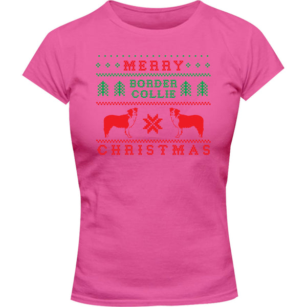 Border Collie Christmas - Ladies Slim Fit Tee