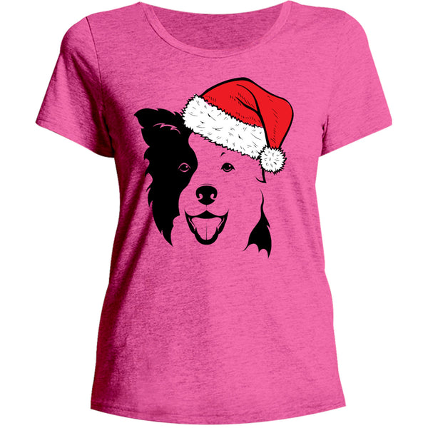 Border Collie Santa Hat - Ladies Relaxed Fit Tee