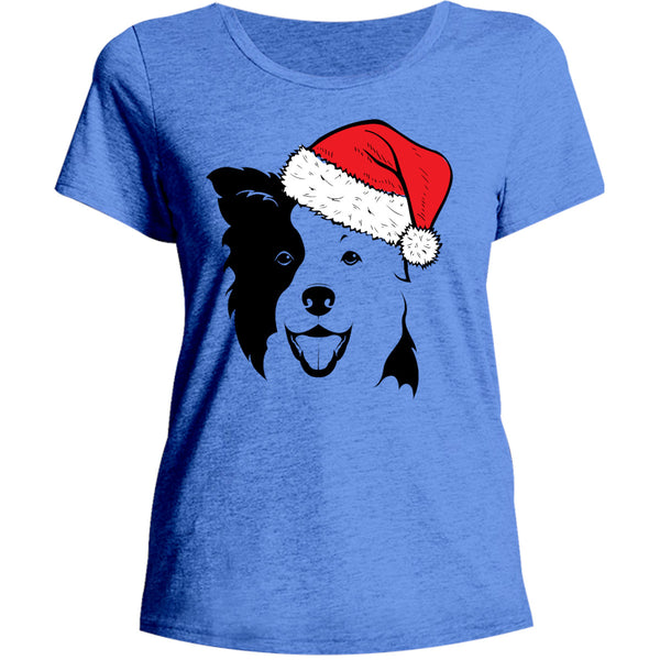 Border Collie Santa Hat - Ladies Relaxed Fit Tee
