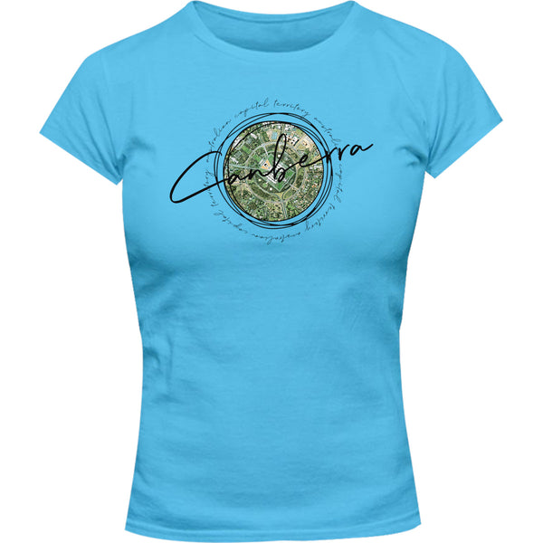 Canberra Circle Sketch - Ladies Slim Fit Tee - Graphic Tees Australia