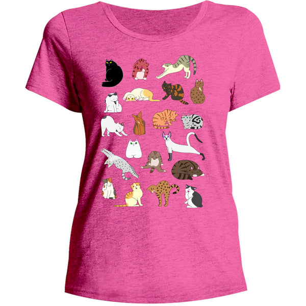 Cat Poses - Ladies Relaxed Fit Tee - Graphic Tees Australia
