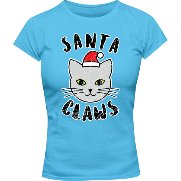 Cat Santa Claws - Ladies Slim Fit Tee