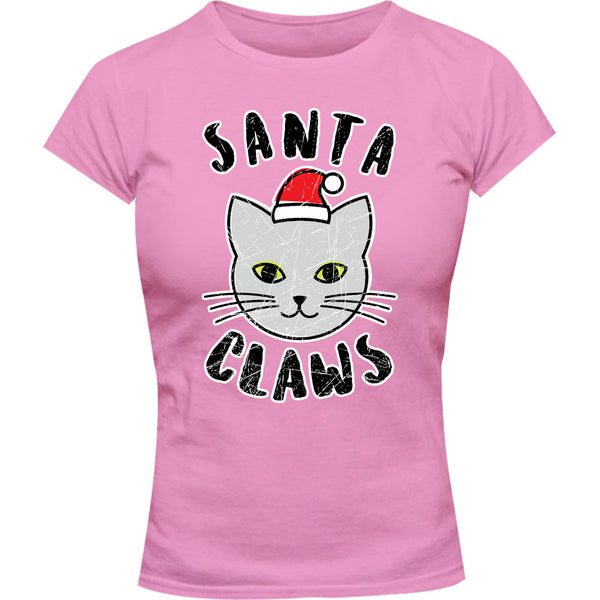 Cat Santa Claws - Ladies Slim Fit Tee