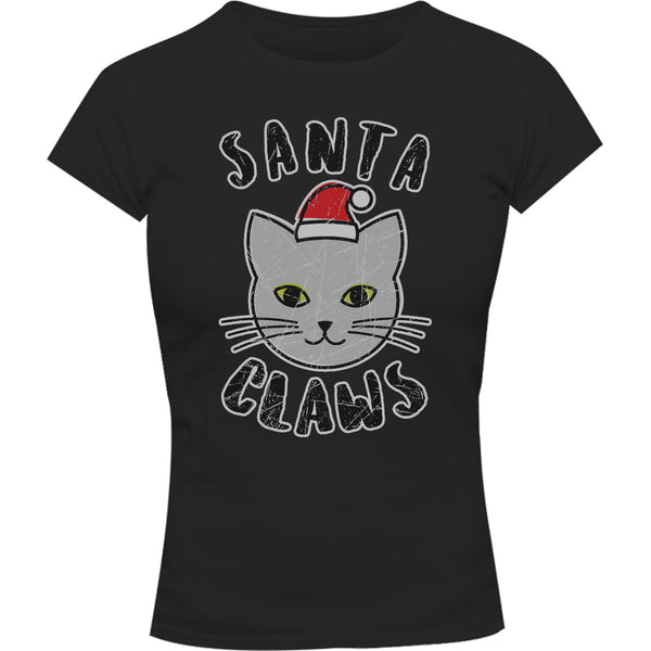 Cat Santa Claws - Ladies Slim Fit Tee