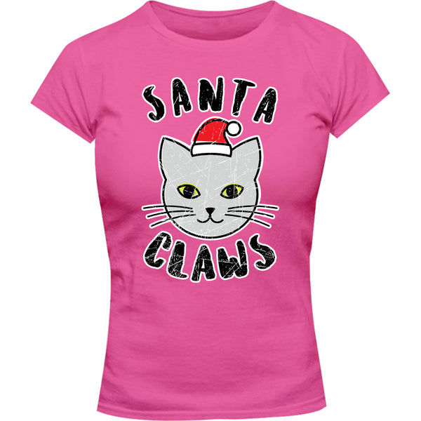 Cat Santa Claws - Ladies Slim Fit Tee