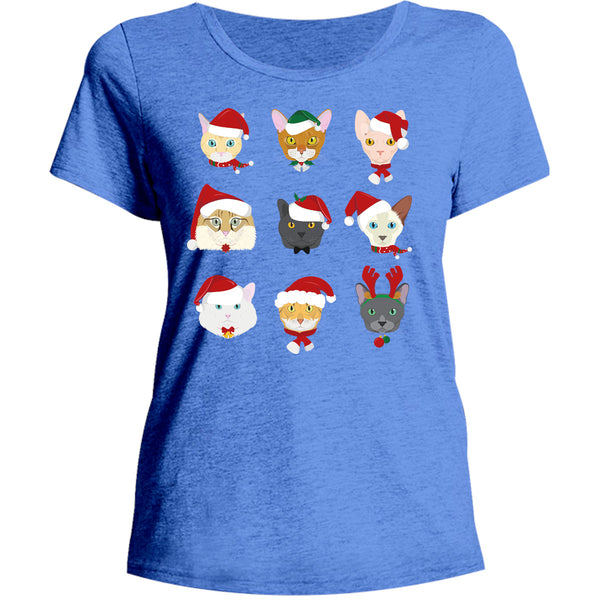 Cats In Christmas Hats - Ladies Relaxed Fit Tee