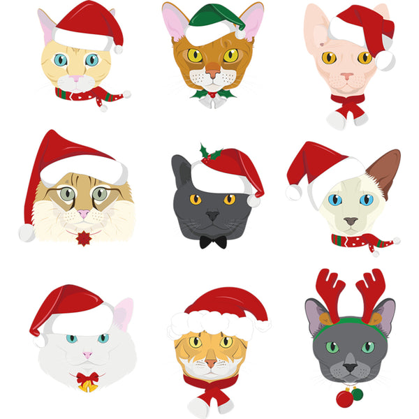 Cats In Christmas Hats - Ladies Slim Fit Tee