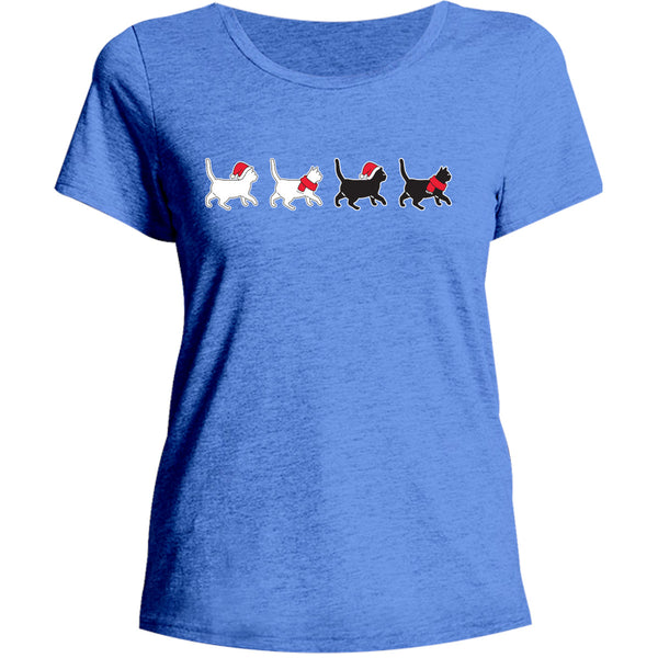 Christmas Cats Walking - Ladies Relaxed Fit Tee