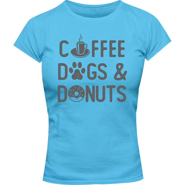 Coffee Dogs & Donuts - Ladies Slim Fit Tee - Graphic Tees Australia