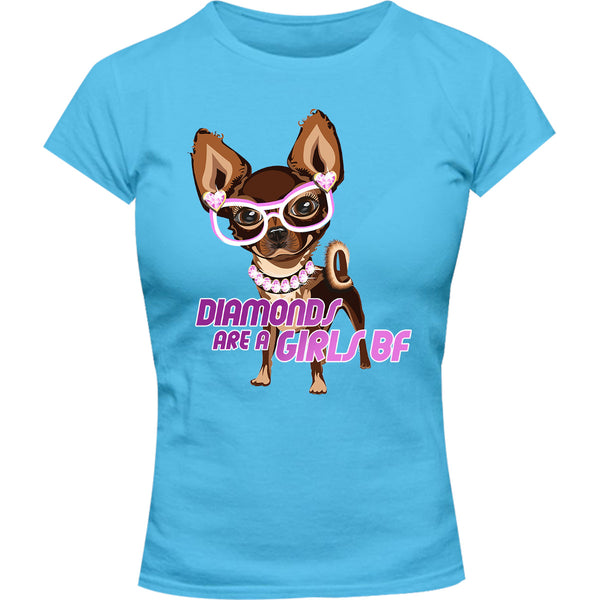 Diamonds Are A Girls BF - Ladies Slim Fit Tee - Graphic Tees Australia