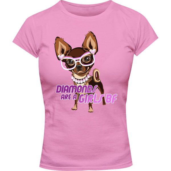 Diamonds Are A Girls BF - Ladies Slim Fit Tee - Graphic Tees Australia