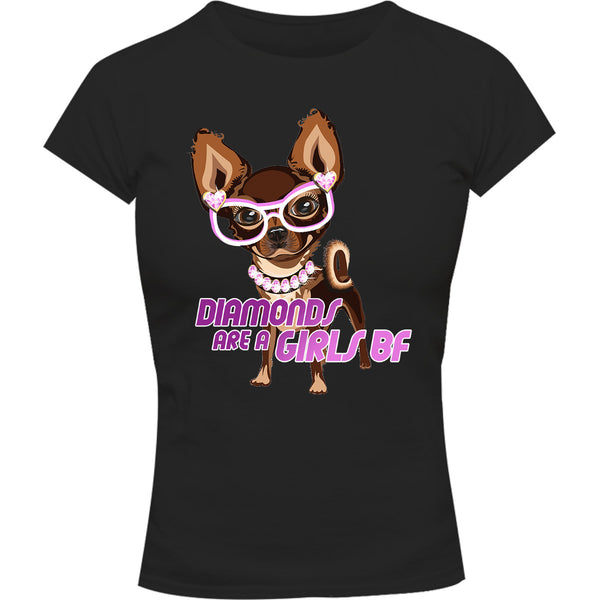 Diamonds Are A Girls BF - Ladies Slim Fit Tee - Graphic Tees Australia