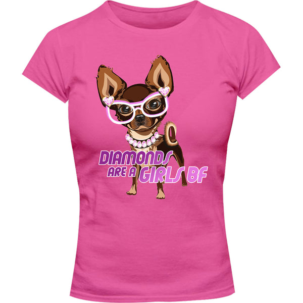Diamonds Are A Girls BF - Ladies Slim Fit Tee - Graphic Tees Australia