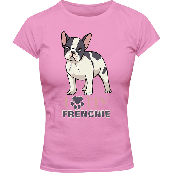 Dog Paw Love My Frenchie - Ladies Slim Fit Tee - Graphic Tees Australia