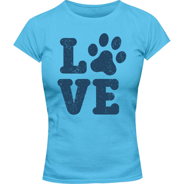 Dog Paw Print Love - Ladies Slim Fit Tee - Graphic Tees Australia