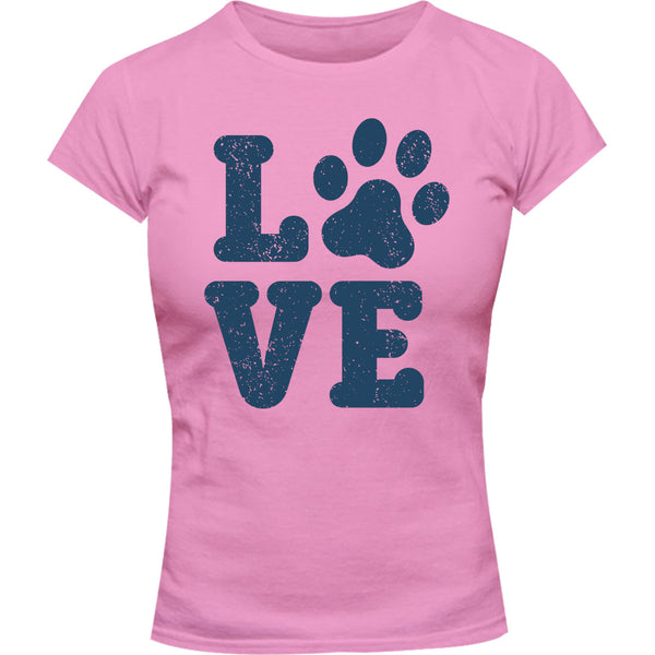 Dog Paw Print Love - Ladies Slim Fit Tee - Graphic Tees Australia
