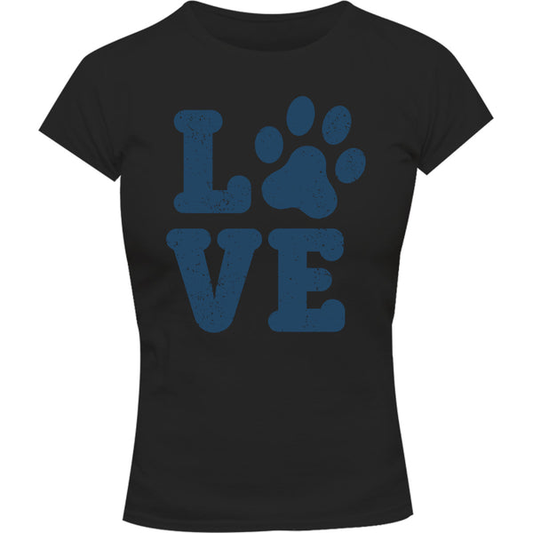 Dog Paw Print Love - Ladies Slim Fit Tee - Graphic Tees Australia
