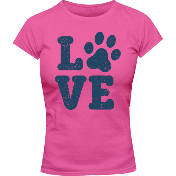 Dog Paw Print Love - Ladies Slim Fit Tee - Graphic Tees Australia