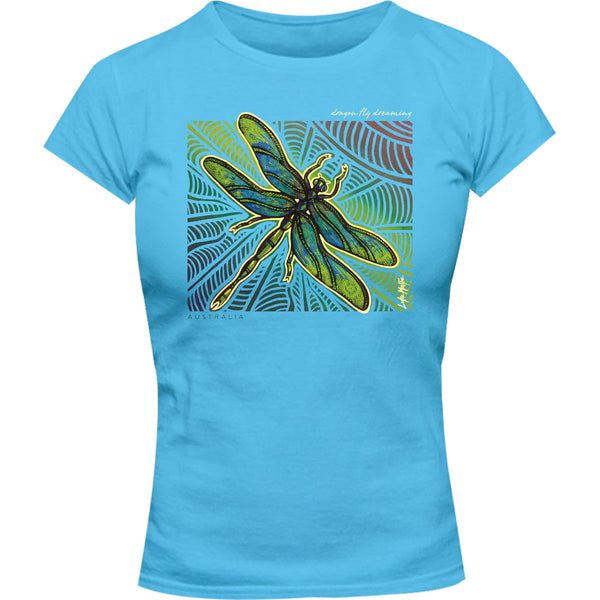 Dragonfly Dreaming - Ladies Slim Fit Tee - Graphic Tees Australia