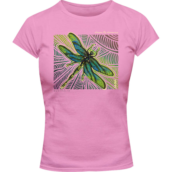 Dragonfly Dreaming - Ladies Slim Fit Tee - Graphic Tees Australia