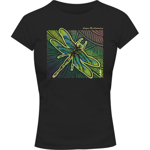 Dragonfly Dreaming - Ladies Slim Fit Tee - Graphic Tees Australia