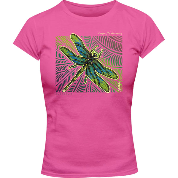 Dragonfly Dreaming - Ladies Slim Fit Tee - Graphic Tees Australia