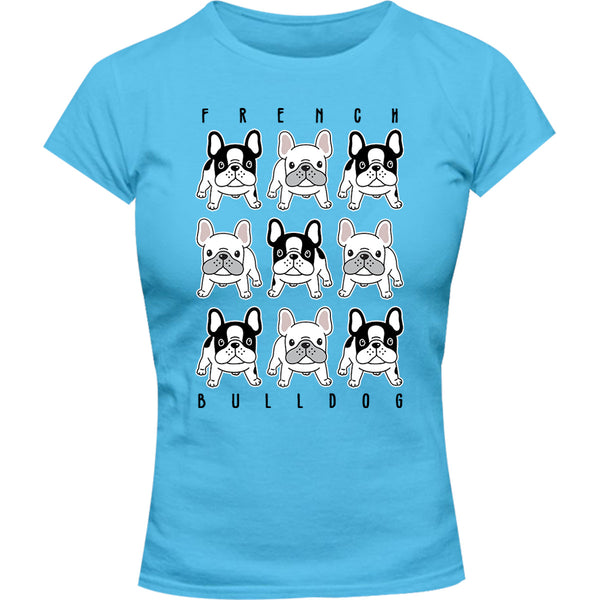 French Bulldog In Rows - Ladies Slim Fit Tee - Graphic Tees Australia