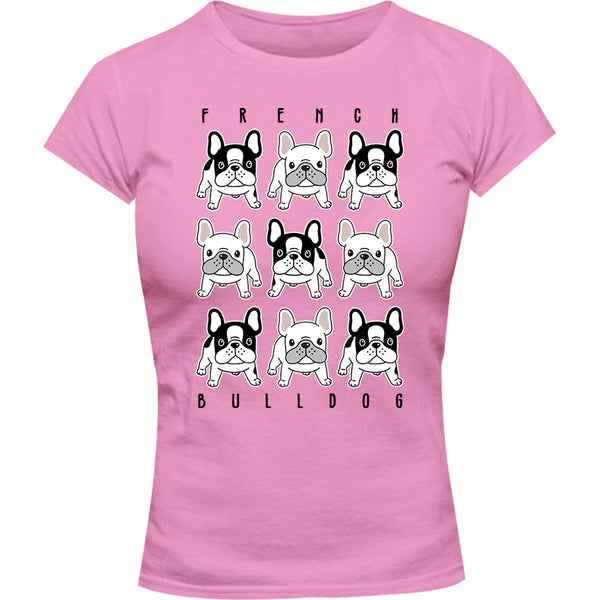 French Bulldog In Rows - Ladies Slim Fit Tee - Graphic Tees Australia