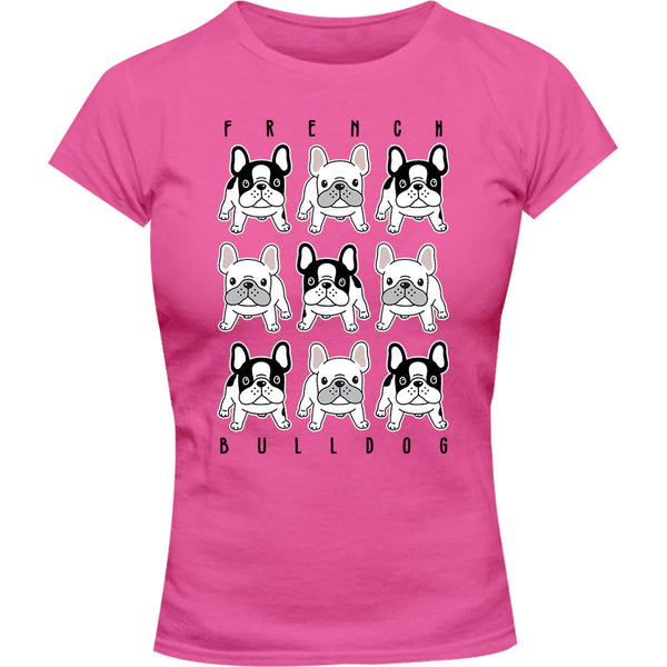 French Bulldog In Rows - Ladies Slim Fit Tee - Graphic Tees Australia