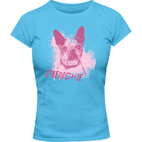 Frenchie Colour Overlay - Ladies Slim Fit Tee - Graphic Tees Australia