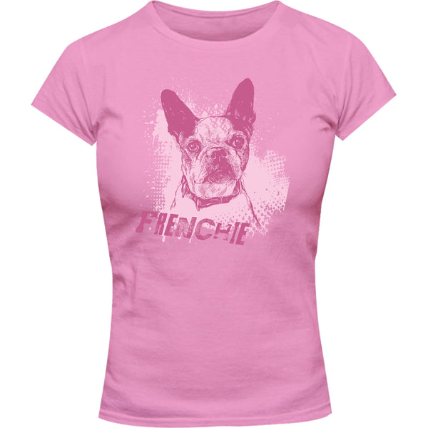 Frenchie Colour Overlay - Ladies Slim Fit Tee - Graphic Tees Australia