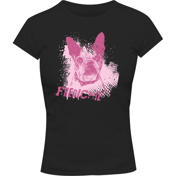 Frenchie Colour Overlay - Ladies Slim Fit Tee - Graphic Tees Australia